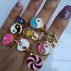 Любовное кольцо для женщин, маленькая Маргаритка, тюльпан, Инь, кольца Янг для девочек, аксессуар для послеобеденного чая, металл кольца, ювелирные подарки