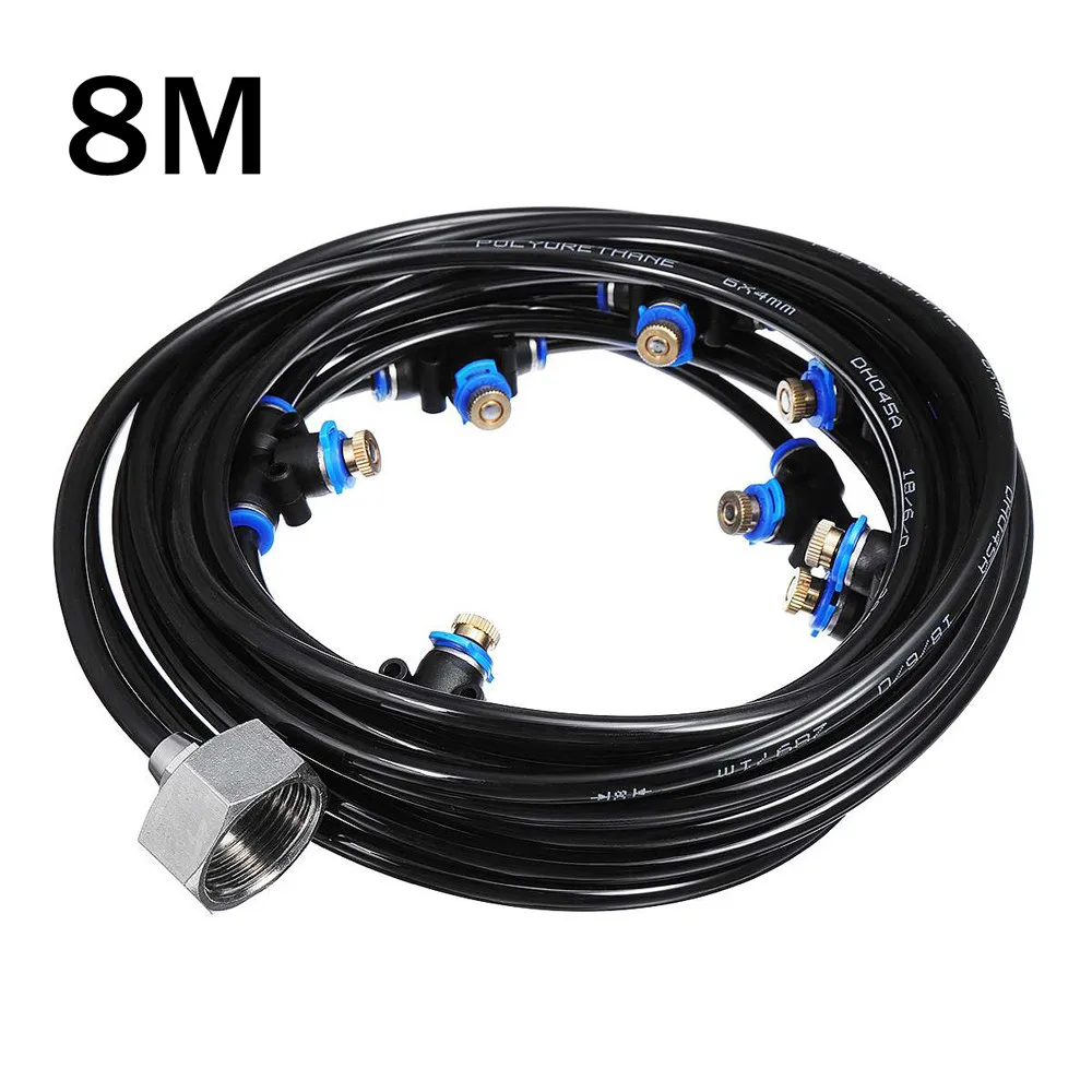 8m 8m Water Mist Cooling System Water Spray Water irrigation 9pcs 1/2" Sprinkler Water Sprinkler Garden Patio Mist Cooling System - Цвет: 8m