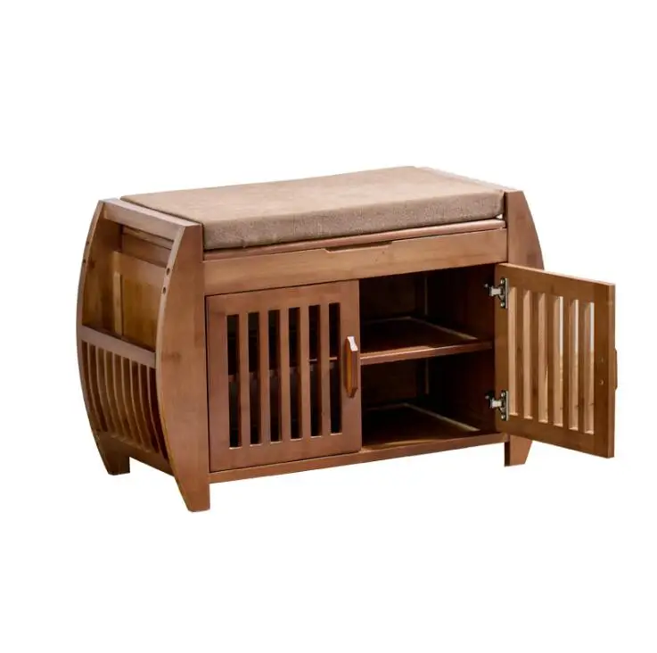 100% Натуральный Бамбуковый стеллаж для хранения обуви шкафчик с 2 дверной