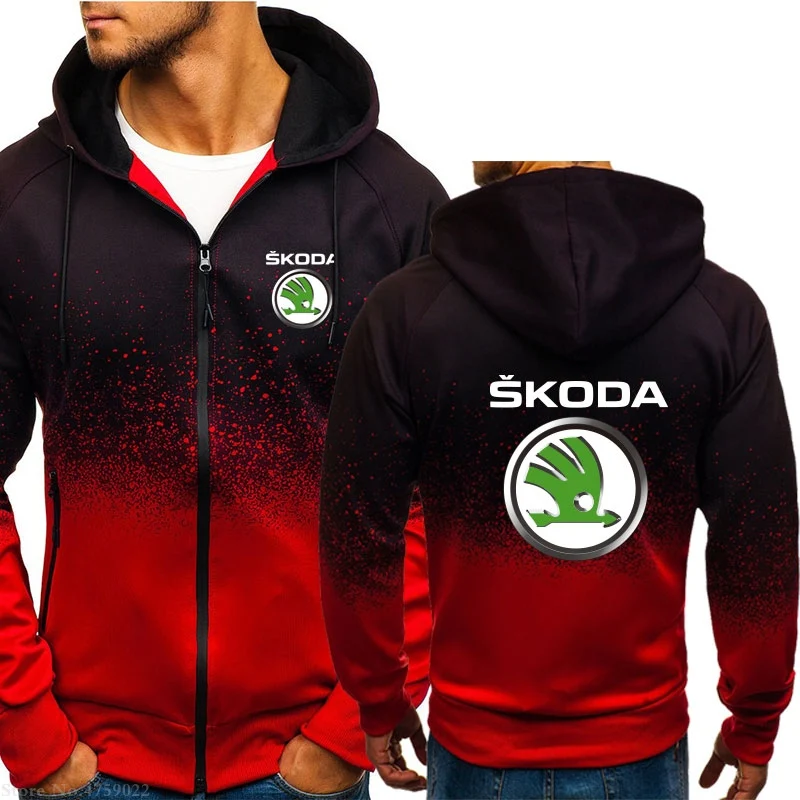 

Autumn and winter solid long sleeve Skoda men's Sweatshirt fashion zipper top