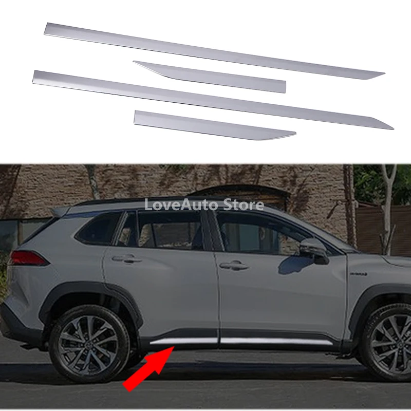 

For Toyota Corolla Cross XG10 Car Door Side Body Anti-collision Door Decoration Trim Strip Side Skirts Decoration Accessories