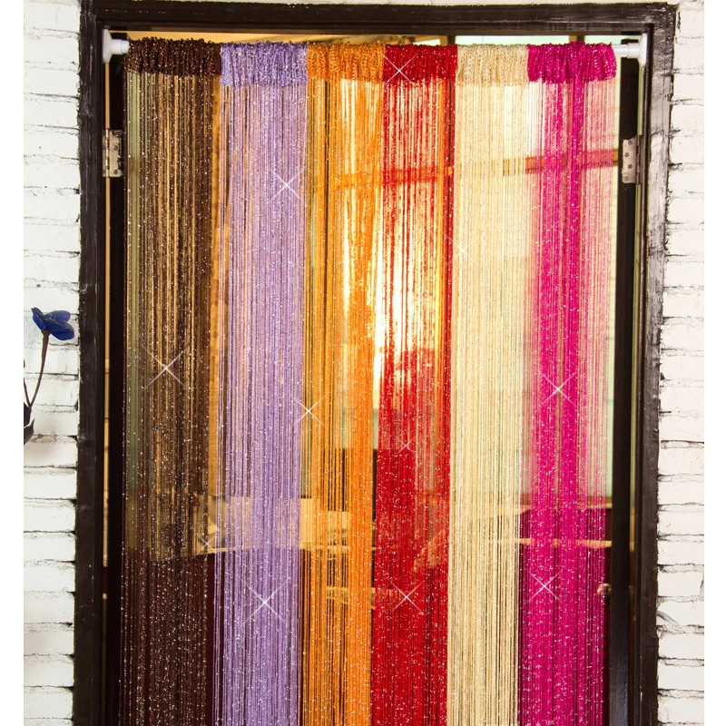 Блестящая Серебристая оконная занавеска с кисточками для гостиной дверь