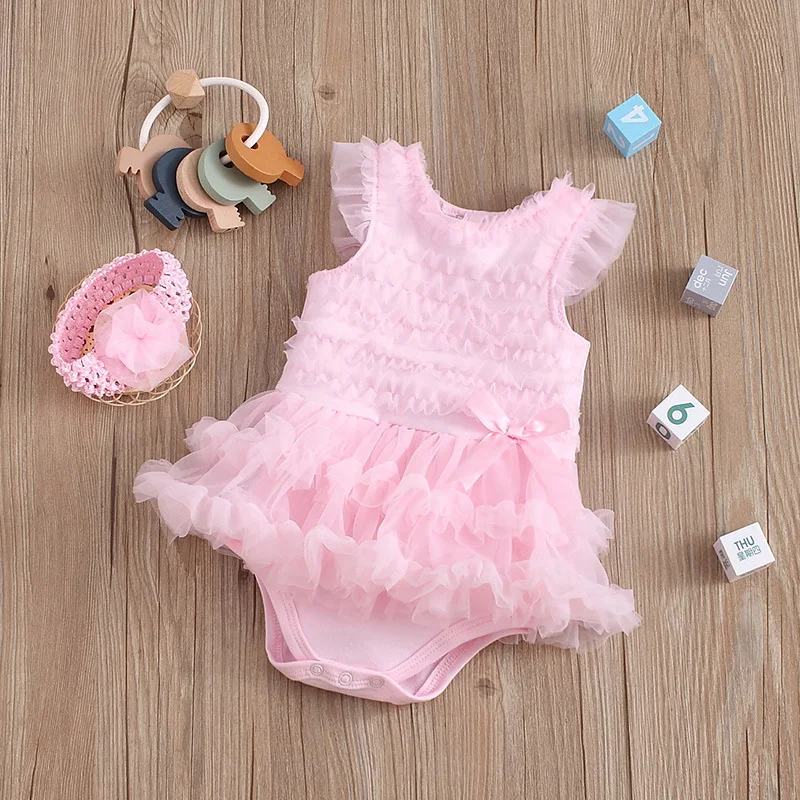 

Ins Girls Summer Dress 0-1 Birthday Net Yarn Baby One-year-old Dress Fluffy Dress Simple and Fashionable