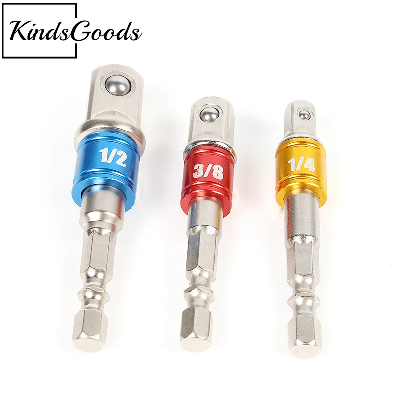 

3 шт., шестигранный патрон для дрели, 3/8 дюйма, 1/2 дюйма, 1/4 дюйма