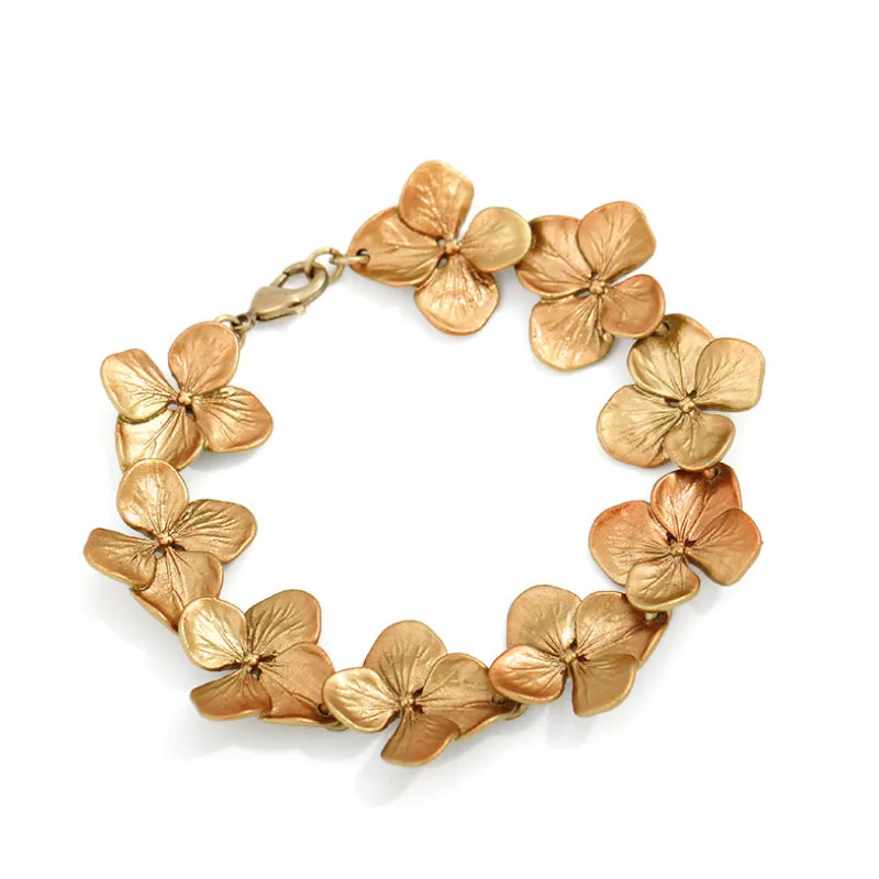 CSxjd новая Подлинная версия металлический Бронзовый маленький браслет гортензии