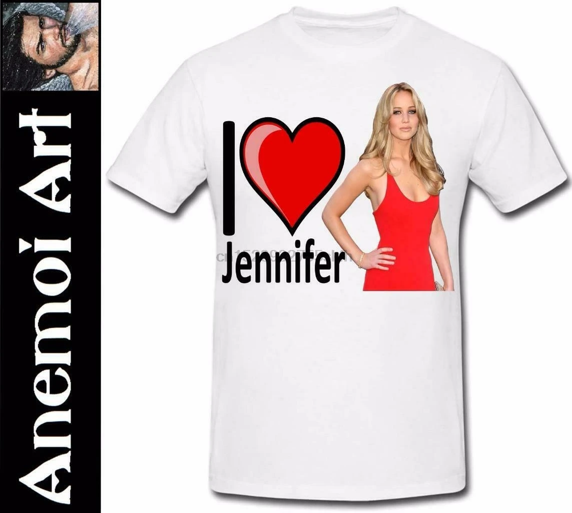 T584 футболка с надписью I Love Heart Jennifer Lawrence рисунок Голодные игры|Мужские футболки| |