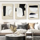 Абстрактные Геометрические линии дизайна бежевый черный белый постер картины на холсте настенная Художественная печать картина для гостиной домашний декор