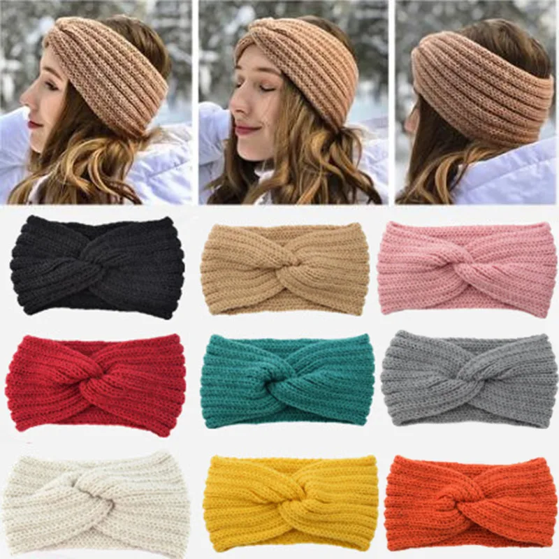 

Knitted Knot Cross Headband for Women Autumn Winter Girls Hair Accessories Headwear Elastic Hair Band Hair Accessories