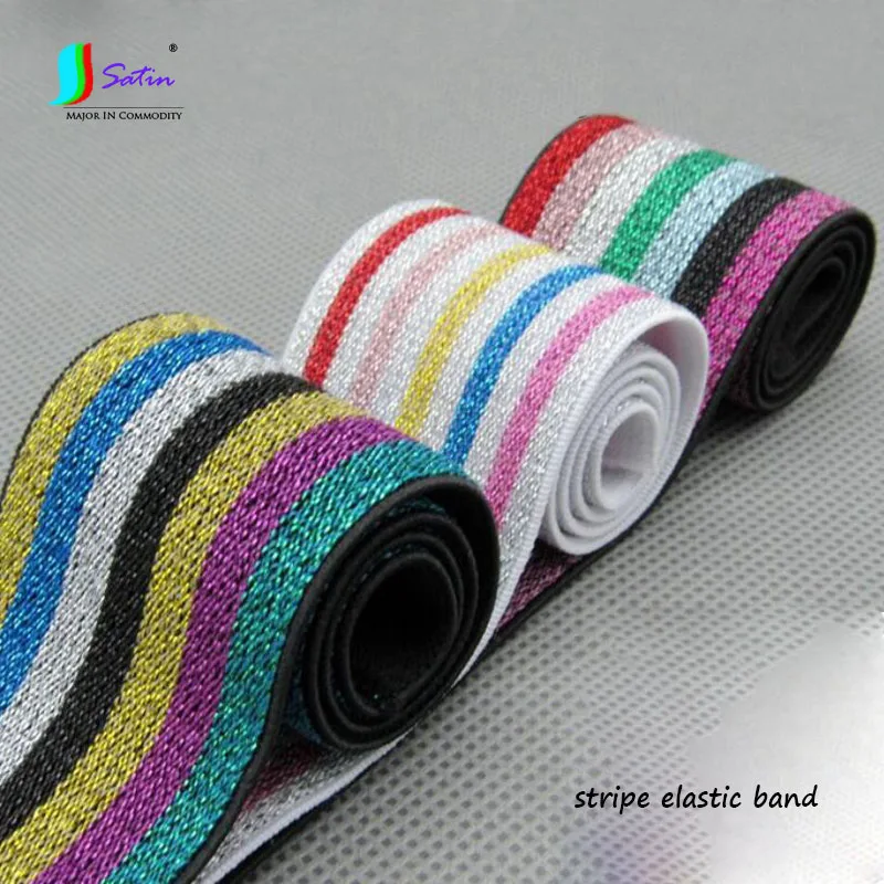 Оптовая продажа красивая эластичная лента в цветную полоску шириной 4 см 2 5
