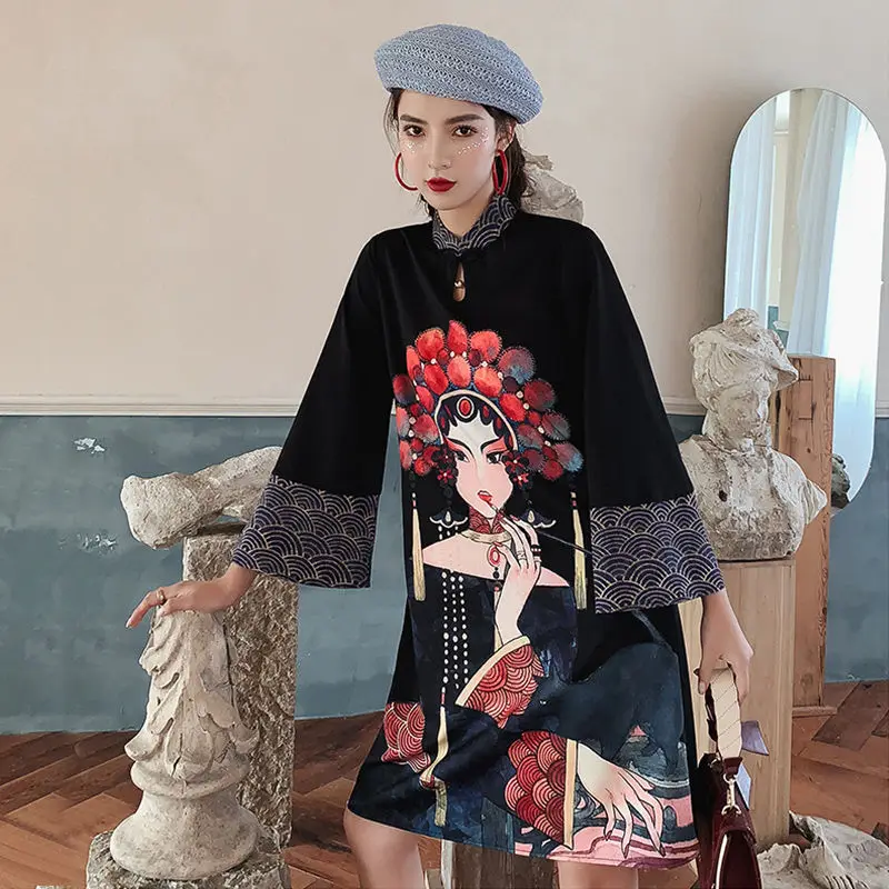 Женское винтажное платье макси с принтом Элегантное летнее в китайском стиле