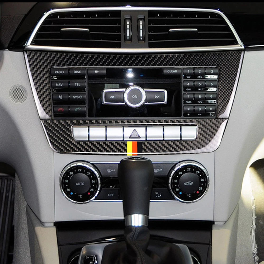 

Аксессуары для Mercedes Benz C Class W204 2010-2013, карбоновое волокно, интерьер автомобиля, Центральная панель панели, крышка, отделка, наклейки