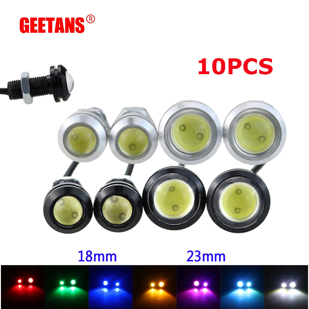 

GEETANS 10X Daytime Running Lights Source Backup Reversing Parking Signal Lamp Waterproof 18-23mm black/sliver Led Eagle Eye EE