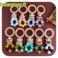 fosmeteor new hemu wood ring ring silicone beads cartoon pacifier toy wooden diy crafts baby teether supplies accessories