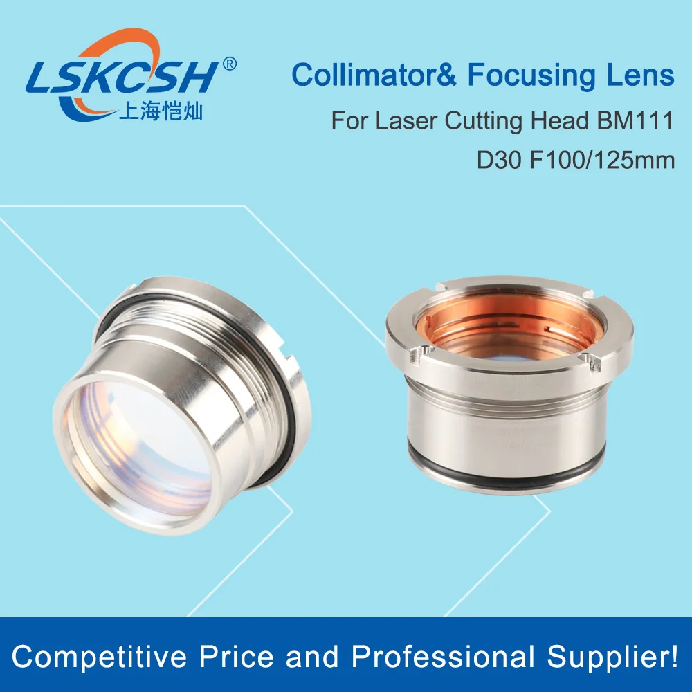 LSKCSH BM111 0-3KW Collimating & Focusing Lens D30 F100 F125mm with Lens Holder for Fiber  Laser Cutting Head BM111