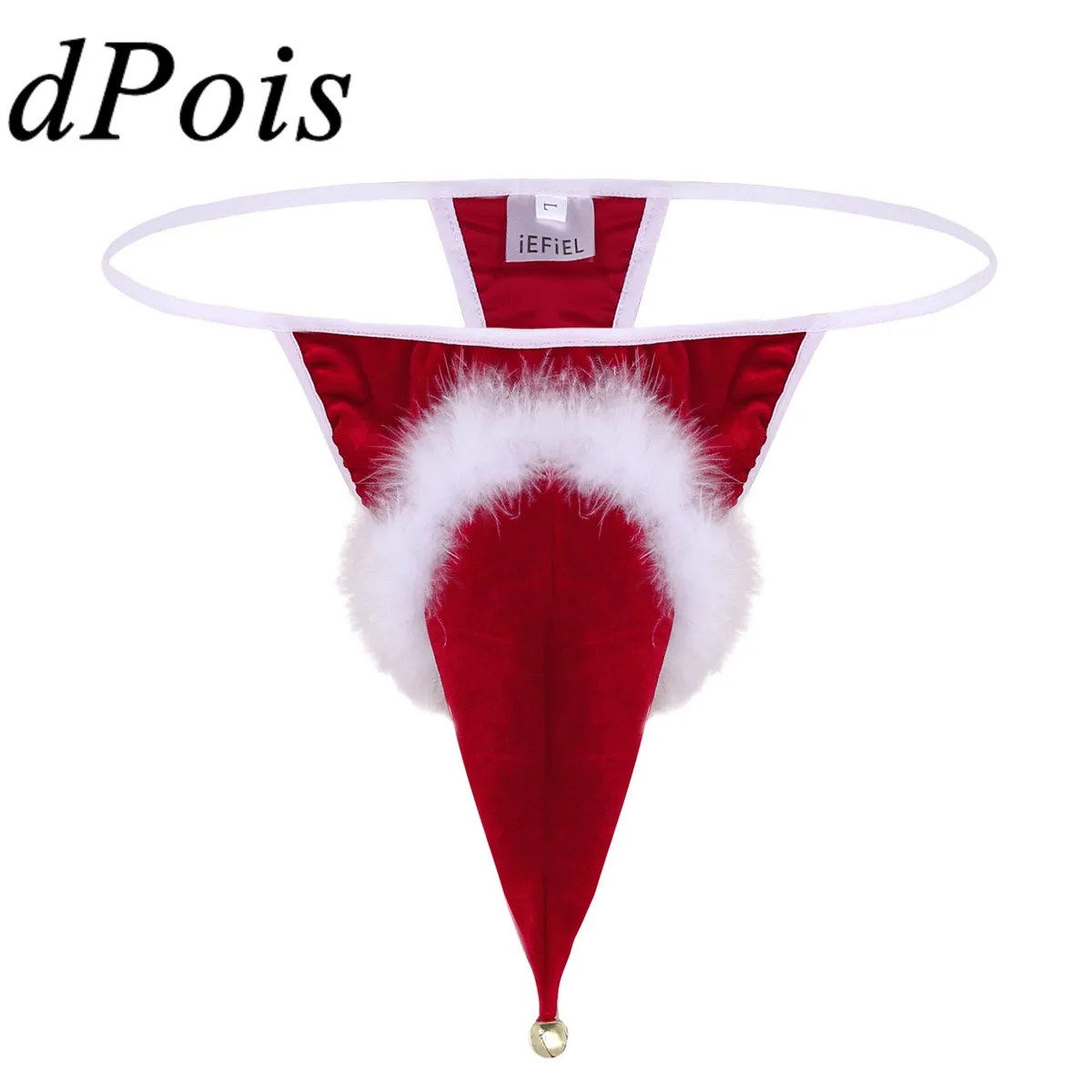 Мужское рождественское нижнее белье красные стринги шапка Санты бархатное трусы