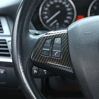 a pair carbon fiber car styling steering wheel button decoration cover trim frame for bmw x5 x6 e70 e71 e72 2008 2013