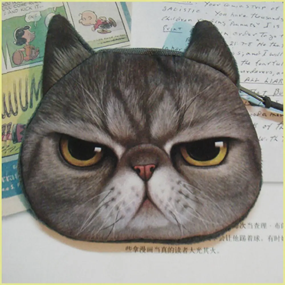 

New Fashion Cute Cat Face Kids Purse Zipper Case Makeup Bag Pouch Coin Wallet Bag Accessories