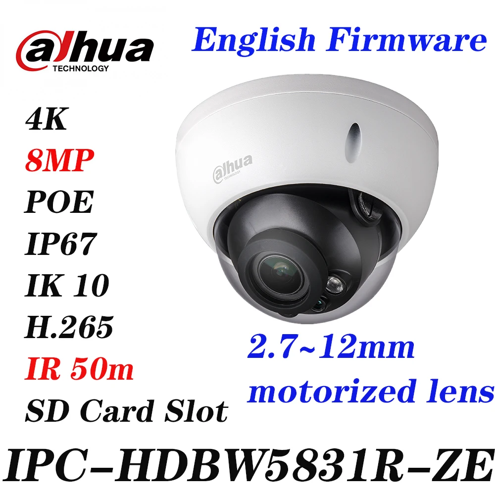 Dahua оригинальный IPC HDBW5831R ZE 4K 8MP POE 2 7 мм ~ 12 Моторизованный объектив IR50m IP67 1K10 камера
