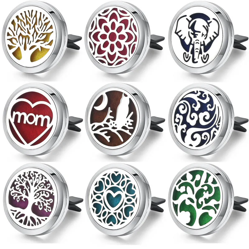 

New Tree of Life Air Car Diffuser Locket Stainless Steel Vent Freshener Car Essential Oil Diffuser Perfume Aromatherapy Necklace