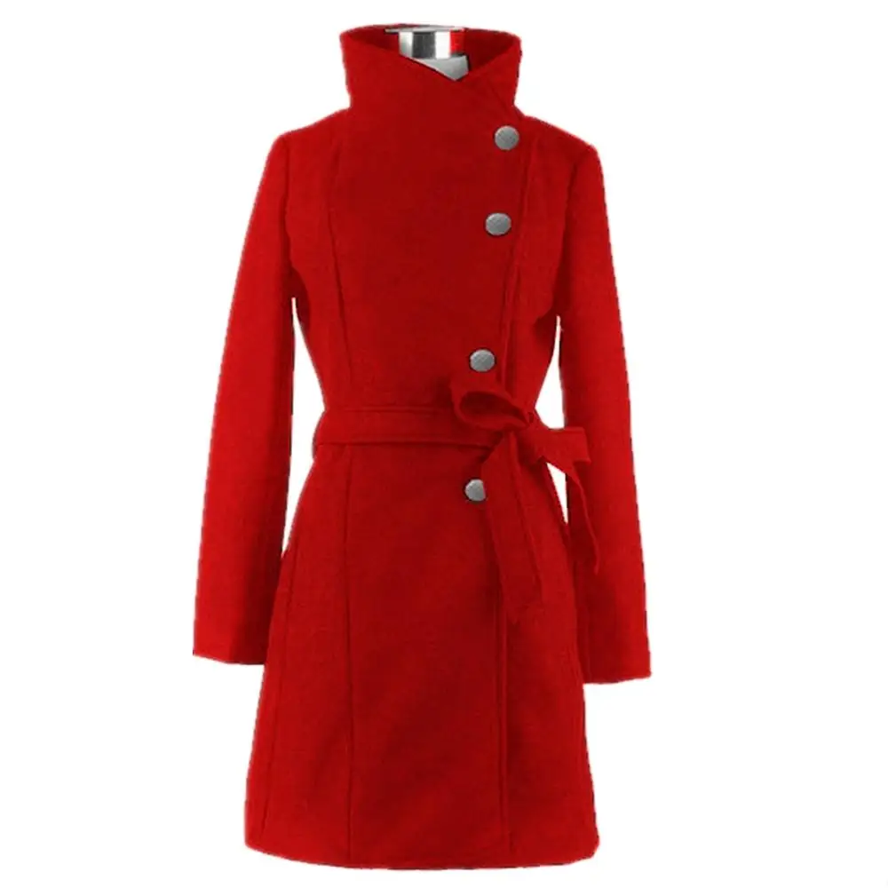 

Lisa Colly spring autumn fashion Casual women's Warm woolen coat Outerwear long sleeves Thick jacket Coat Overcoat loose clothes