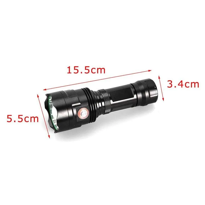 

Flashlight Powerful LED Flashlight High Power USB Cable Aluminum Smooth Reflector Zoomable Rechargeable Focus Outdoor