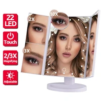 led makeup mirror 1x 2x 3x 10x magnification vanity mirror with touch switch dimmable rotatable dressing table mirror with light