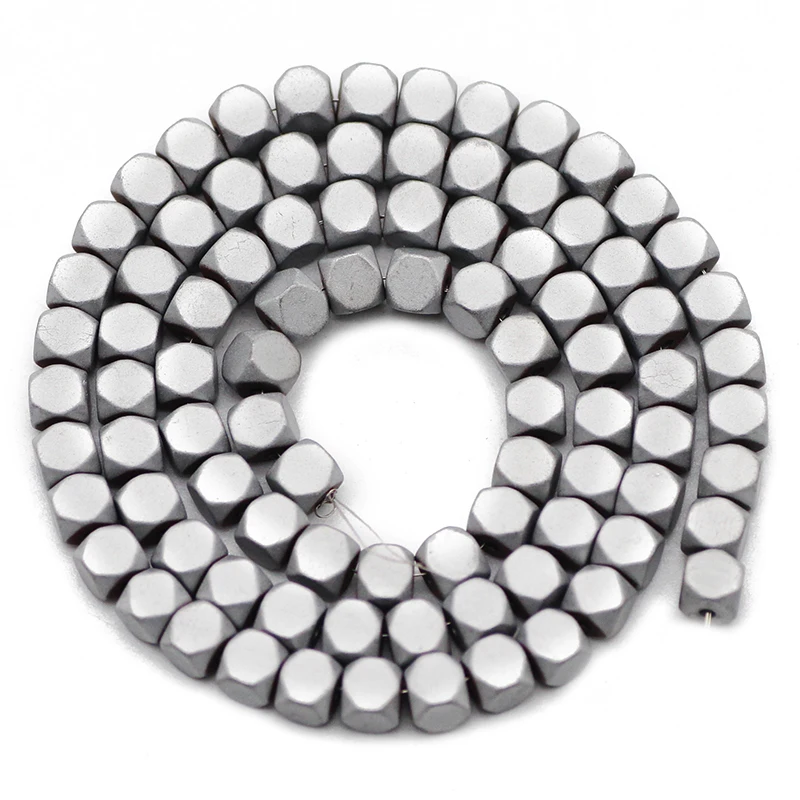 Матовые Серебристые Квадратные бусины 2/3/4 мм из гематита и натурального камня, незакрепленные бусины для изготовления ювелирных изделий ручной работы, аксессуары «сделай сам»