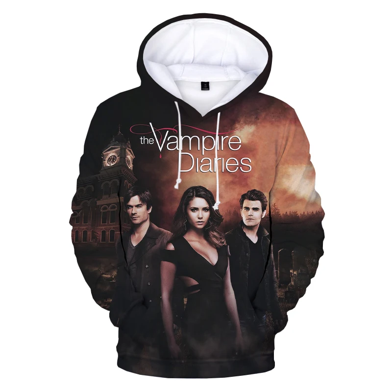 

2021 The Vampire Diaries 3D Print Hoodie Sweatshirts Boys Girls Fashion Casual Pullover Men Women Streetwear Oversized Hoodies