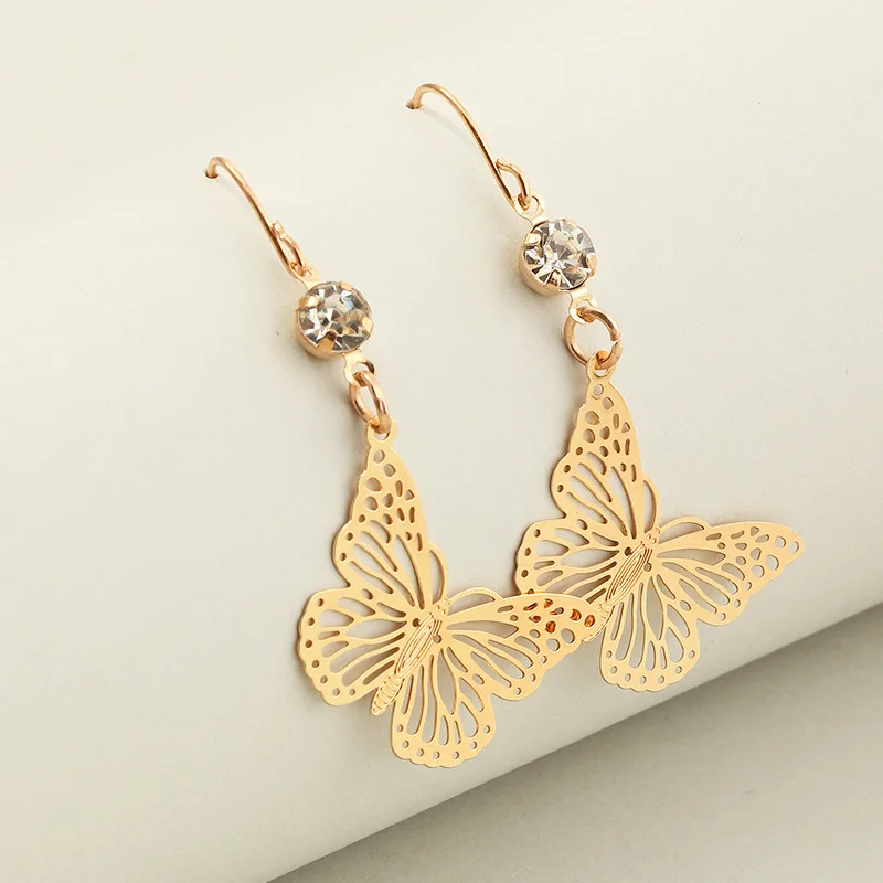 Этнический стиль филигрань металлический лист серьги полые бабочки листовые