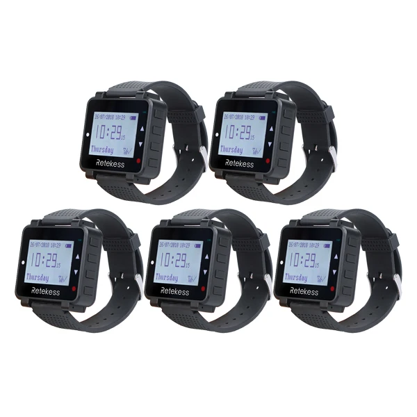 Black Watch 5 шт. Retekess T128 433,92 МГц часы приемник вибрирующий для беспроводной вызова официанта система вызова пейджер ресторанное оборудование - Цвет: Black Watch
