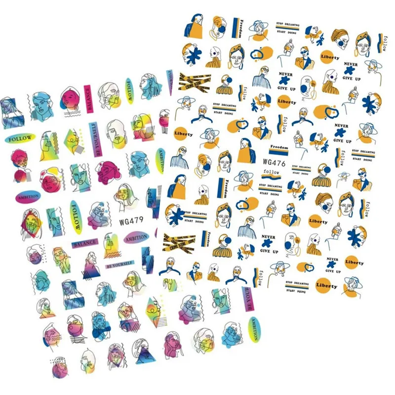 

WG Girl Series Design стикеры 3d на ногти Nail Art Decal шаблон Diy Nail Tool Decoration