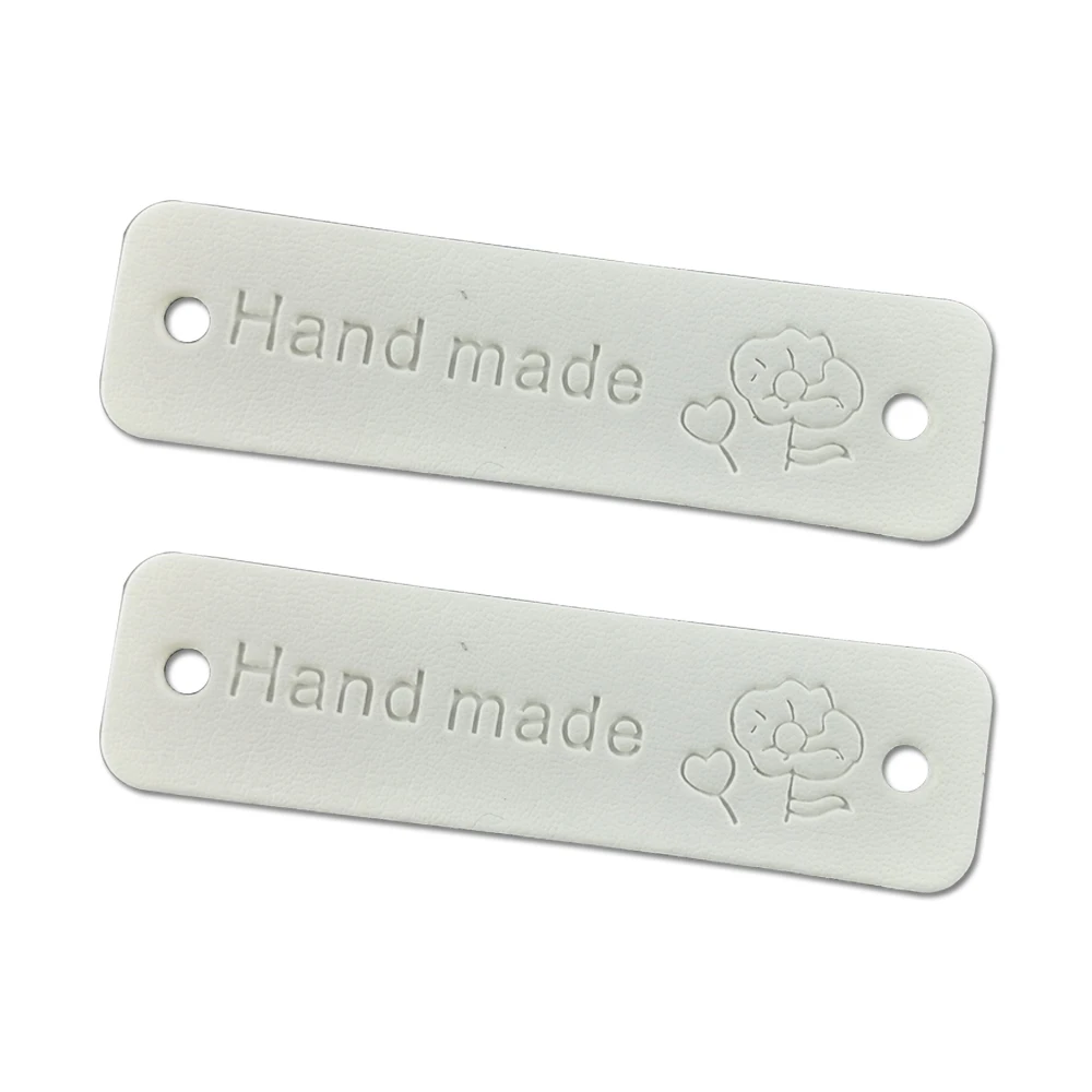 Опаловый Diy кожа сделанное вручную этикетки для одежды с логотипом цветка ручной