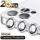 1 Набор Алмазный Блеск металлическое кольцо Len закаленное стекло для iPhone 11 12 13 mini Pro Max Защита объектива камеры Защитная крышка защита