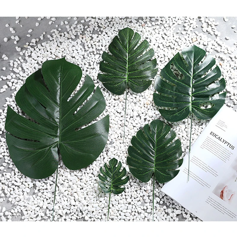 Искусственные золотистые зеленые листья черепахи Monstera разбросанный хвост