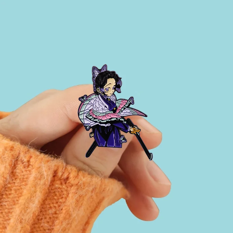 Kimetsu No Yaiba булавка аниме шинобу Кочо значок для дыхания насекомых отличный