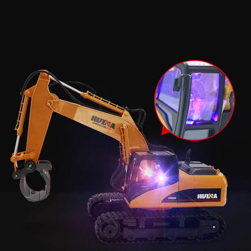 spesifikasi 2.4G RC Excavator 680 ° Meja Rotasi Logam RC Mainan Mobil Dengan Cahaya Dan Suara Excavator Meraih Mesin Mobil Mainan Untuk Anak