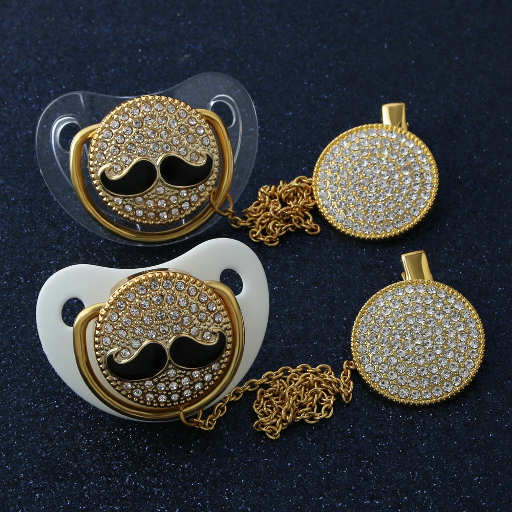 Роскошные Детские Bling соску со стразами белый жемчуг кристалл Ортодонтическая Соска Силиконовая пустышка для соски-пустышки с зажимом