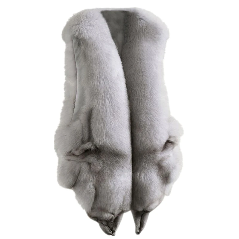 2020 New Fox fur vest women's winter jacket short fur one-piece mid-long vest vest vest