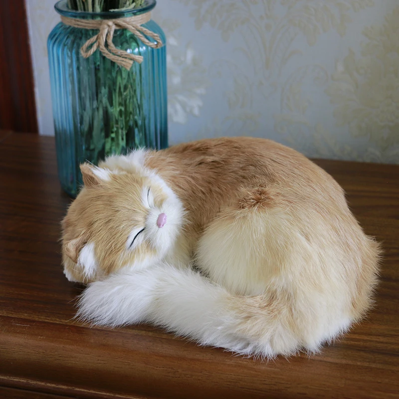 Yellow Имитация симпатичного кота большая белая меховая кошка кукла Спящая кошка плюшевая игрушка детский подарок пара подарок украшение дома фотографии реквизит - Цвет: Yellow