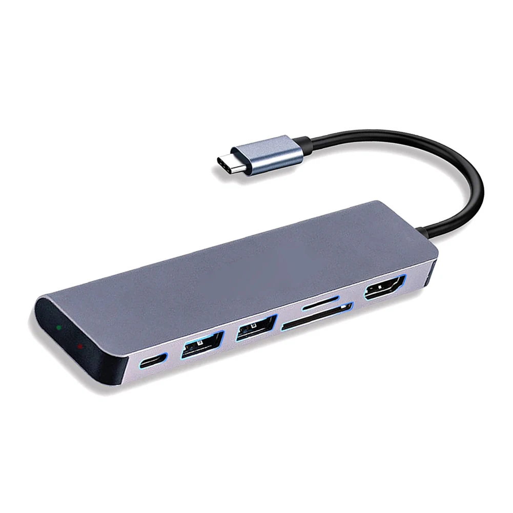 

USB C HUB 4K 30Hz Type C to HDMI-compatible USB 3.1 PD 100W Adapter 6 in 1 Multi Splitter SD/TF Card Reader Dock Station