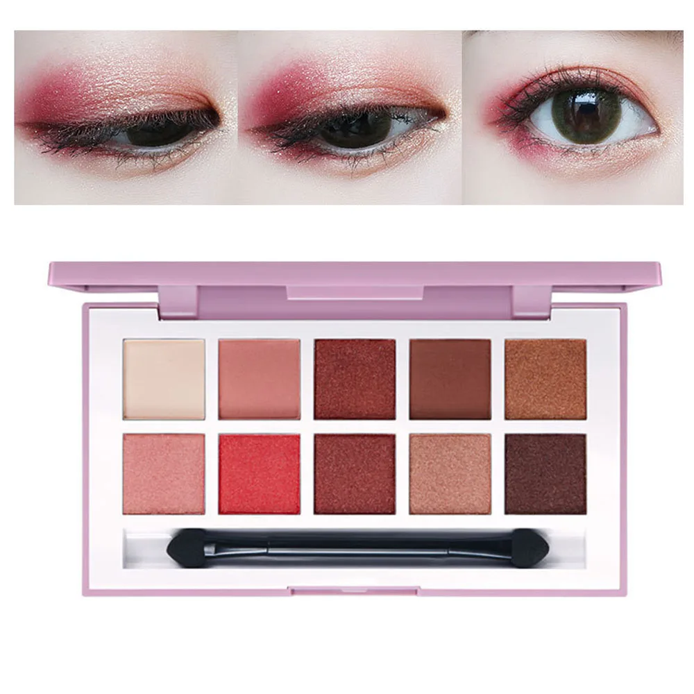 Тени для век 10 цветов Палетка Гламурная дымчатые цветные тени мерцающие