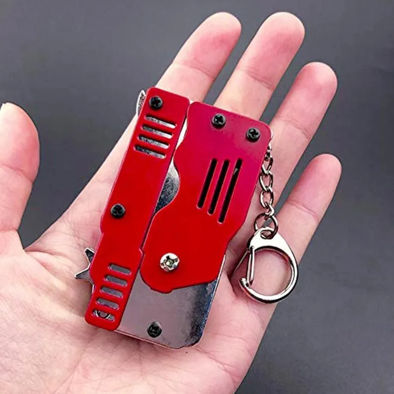Резиновый пистолет игрушка, полностью металлический, миниатюрный, складывающийся в форму ключа, подарок для детей, шесть вспышек.
