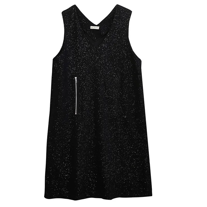 

COIGARSAM Women Long dress New Spring V-Neck Dresses Black 3180