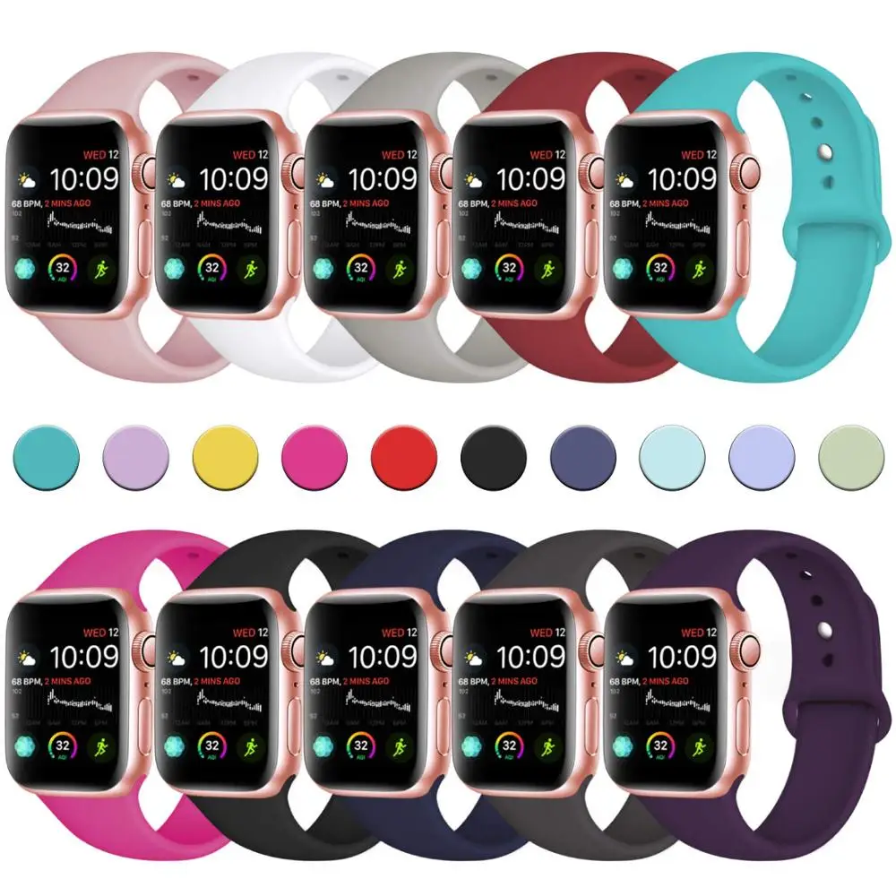 Ремешок для Apple Watch 5 4 3 2 1 мягкий силиконовый спортивный ремешок 38 мм 42 резиновый