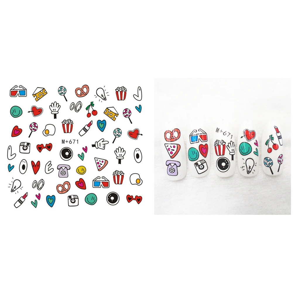 Наклейка для ногтей с изображением мультяшных животных фруктовых деревьев