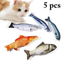 5 pcsset funny cat toy 3d simulation fish shaped cat catnip toys interactive kittens scratch bite toy pet cats teasing supplies