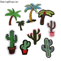 9pcs diy palm tree patch sticker for clothes embroidery patch heart ironing applique iron on jeans sew fabric patches