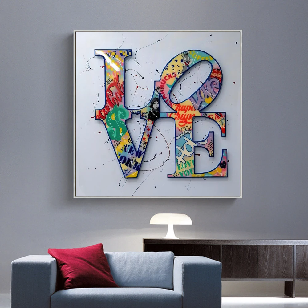 

Posters and Prints on the Wall Canvas Art Love Painting Modern Graffiti Art Abstract Picture for Living Room Cuadros Home Decor