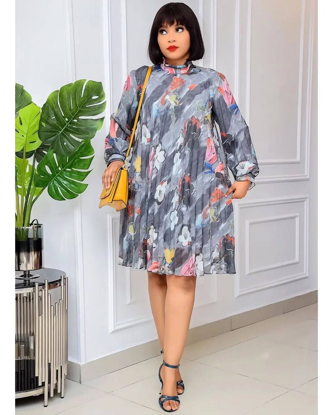 

ELIJOIN Summer Women's Dress 2021 Temperament Commuter Loose Long Sleeve Skirt African Plus Size Dress