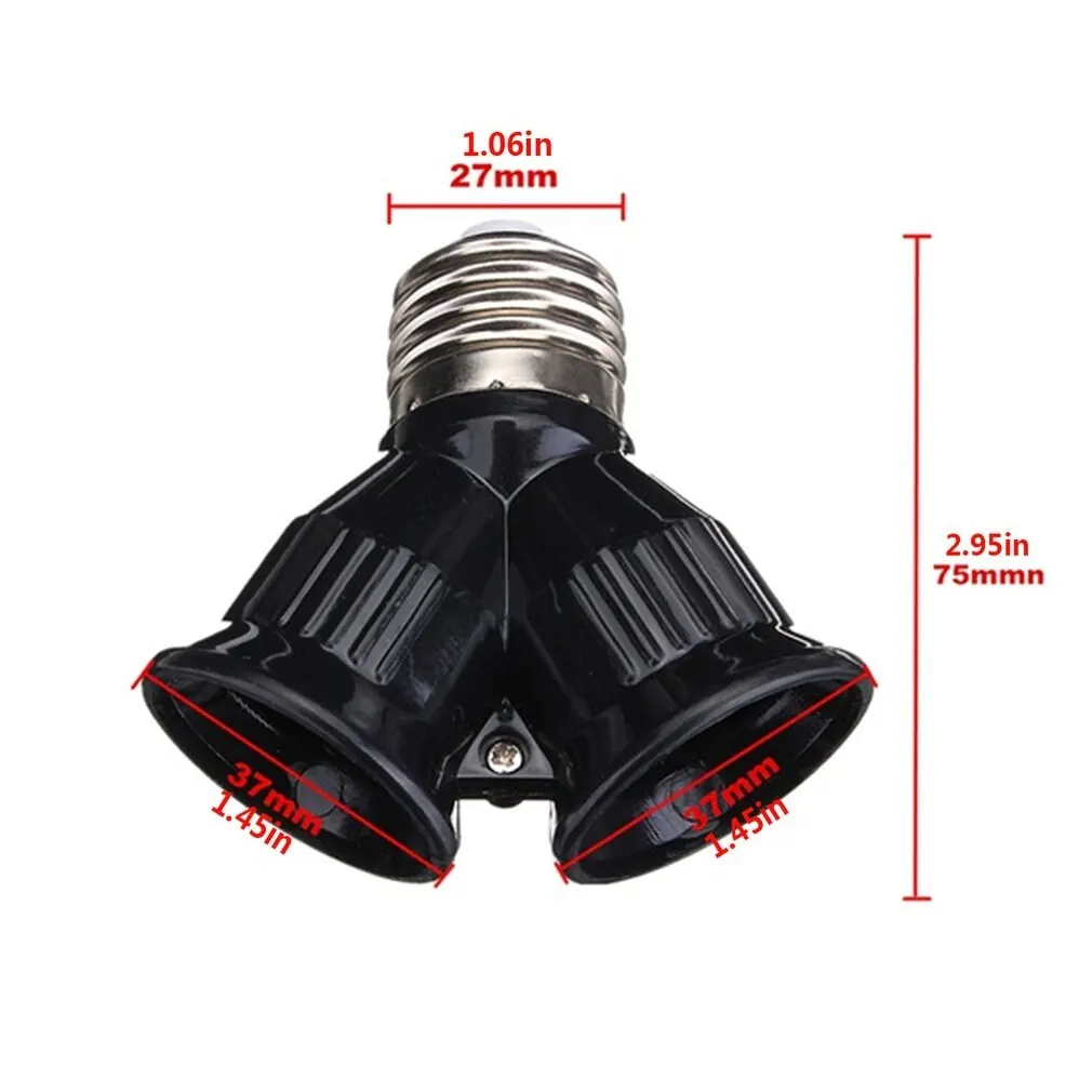 

Fireproof Material E27 To 2E27 Socket Base LED Bulb Converter Splitter Adapter E27 To 2 E27 Lamp Holder Converter